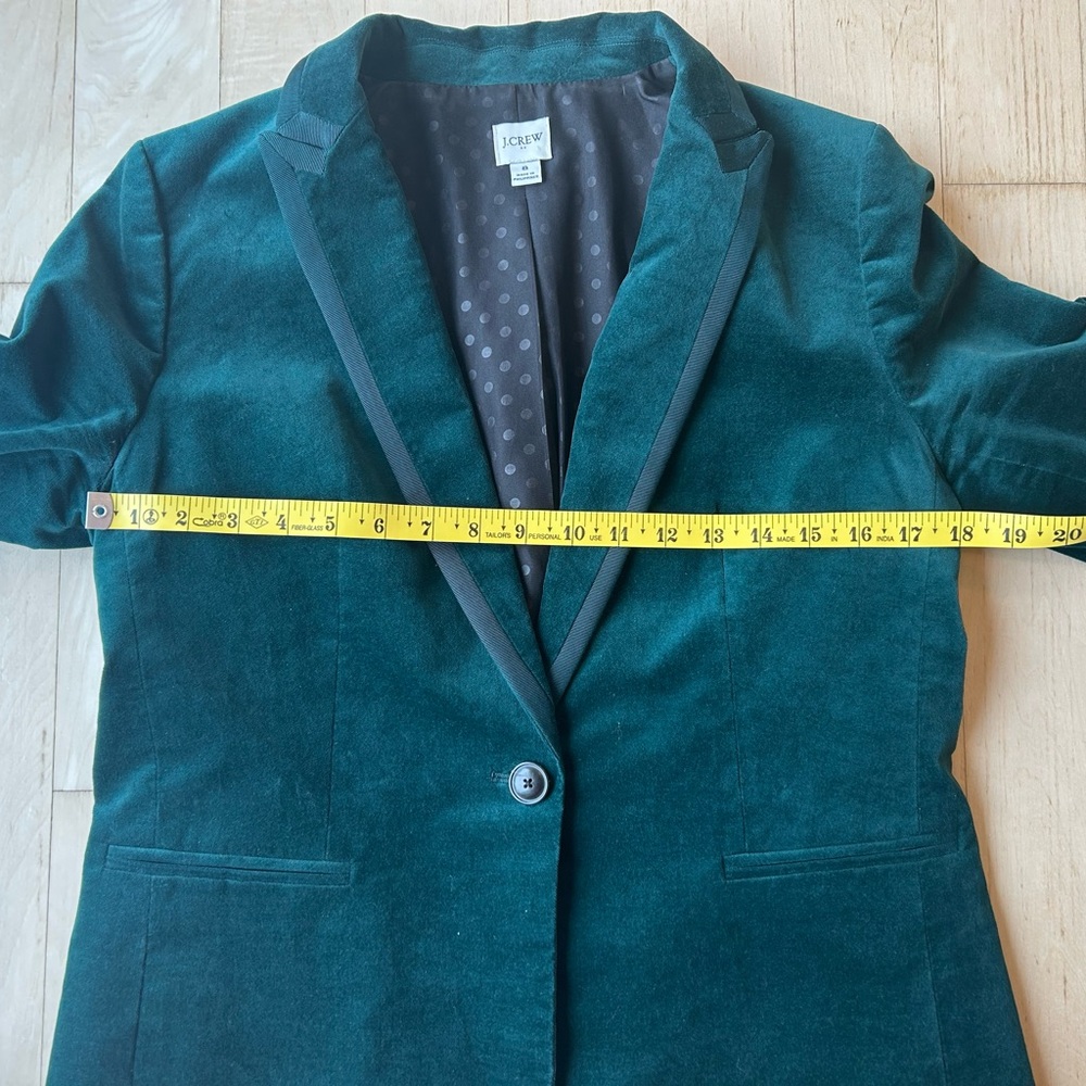 J. Crew Women’s Velvet One-Button Blazer Old Forest Green Style BU281 Size 8 EUC - Picture 13 of 16
